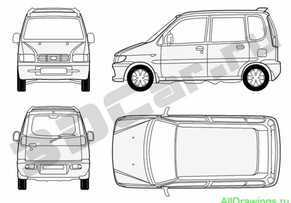 Daihatsu Move (Даихатсу Муве) - чертежи (рисунки) автомобиля